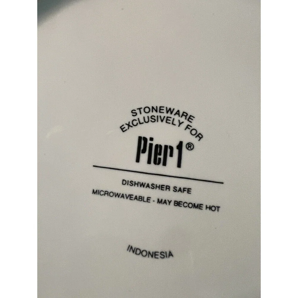 3 Pier 1 Imports blue & Green Bird Stoneware 8” Luncheon Salad Dessert Plates